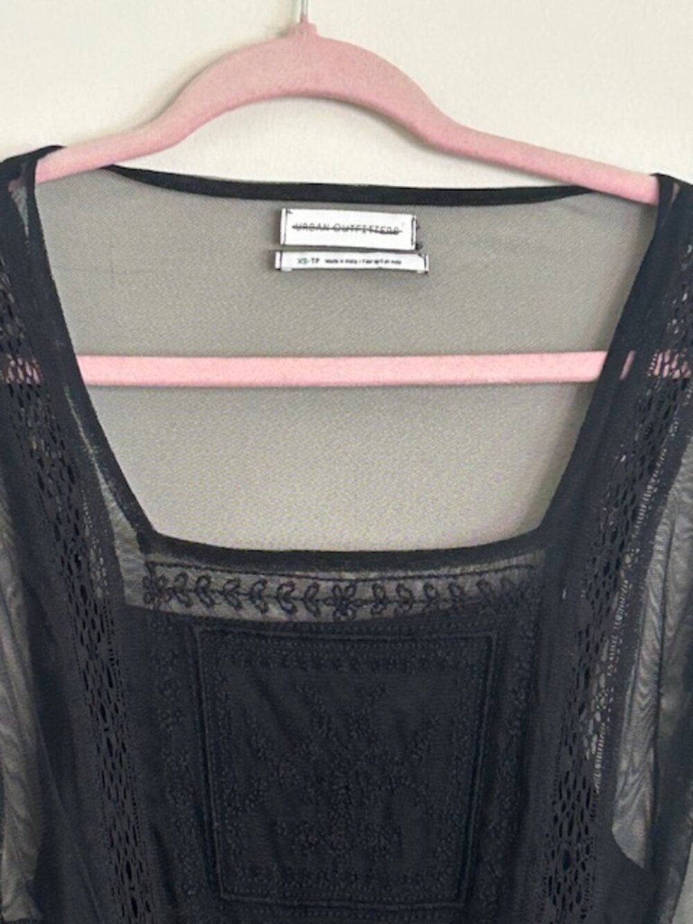 Urban Outfitters Hope Embroidered Long Sleeve Lush Black Lace Slip Midi Dress - Picture 3 of 16